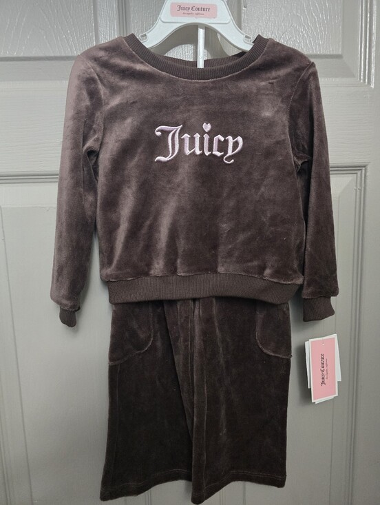 Juicy Couture Other - Juicy Couture Kids Brown Velour Matching Set with Pink Logo Size 3t NWT